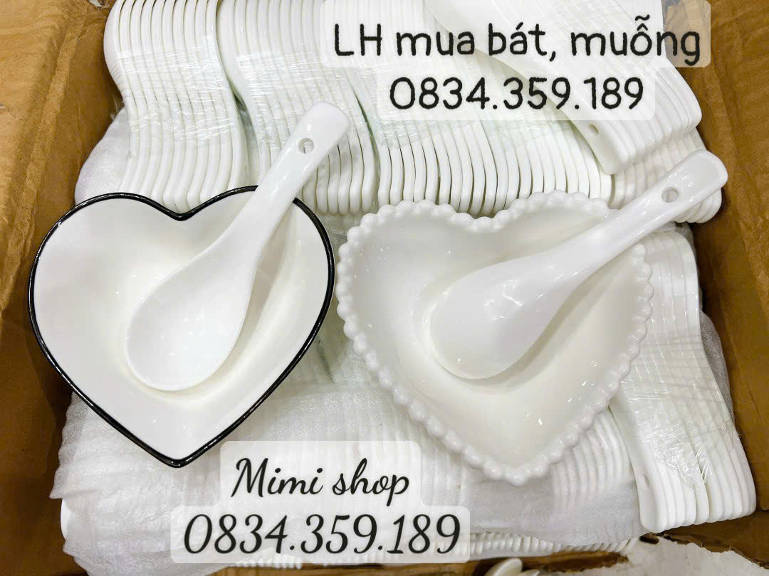 Thìa sứ, muỗng sứ trắng decor mâm cúng, bàn tiệc