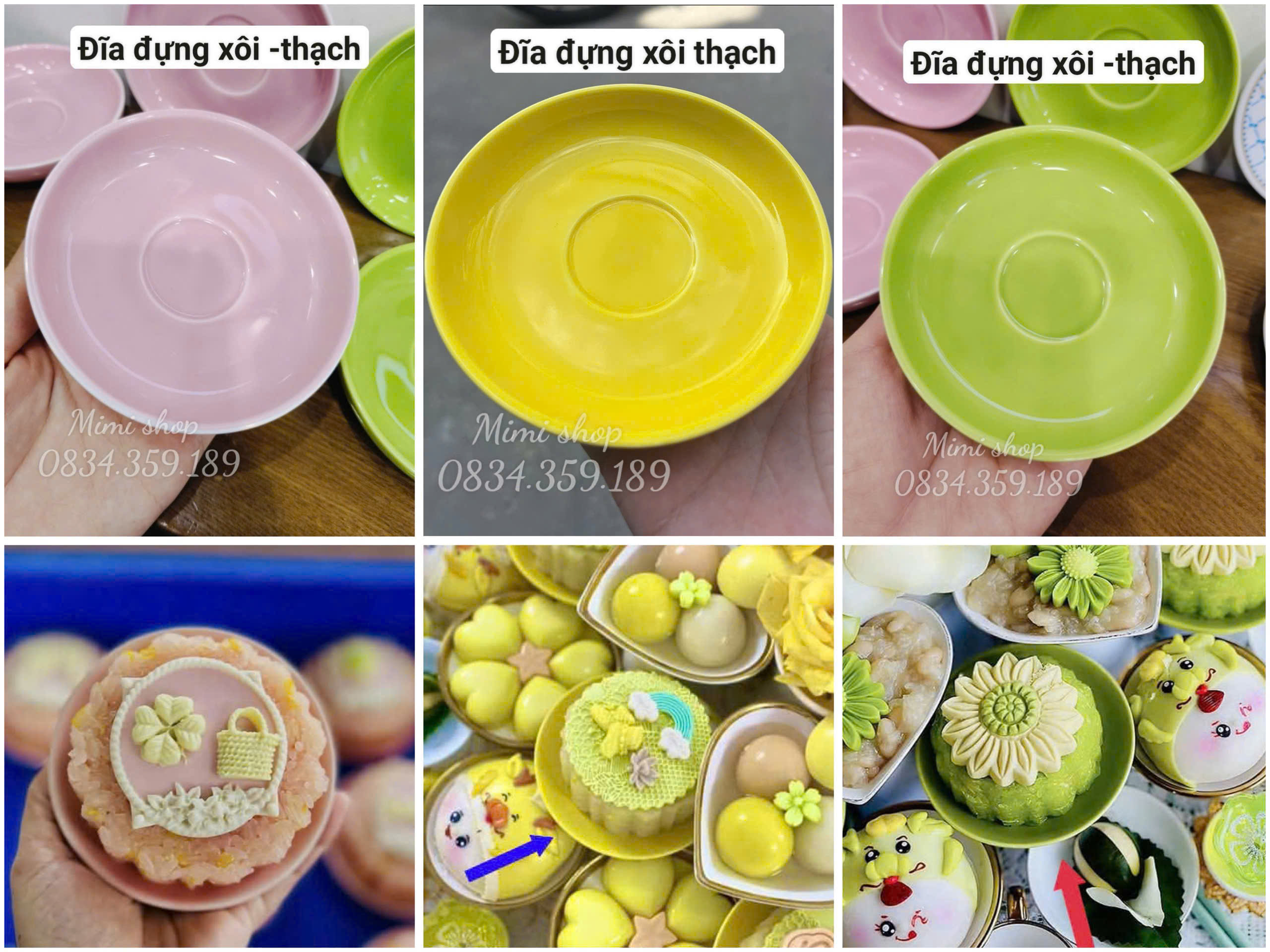 Đĩa tròn sứ đủ màu 11cm đựng xôi, bánh, thạch, trầu cau bày mâm cúng, bàn tiệc
