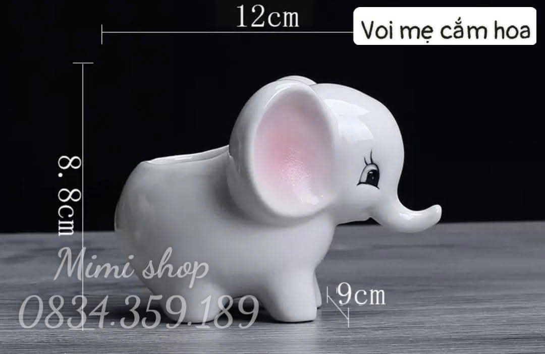 Voi cát tường cắm hoa trang trí mâm cúng chậu hoa gốm trồng cây