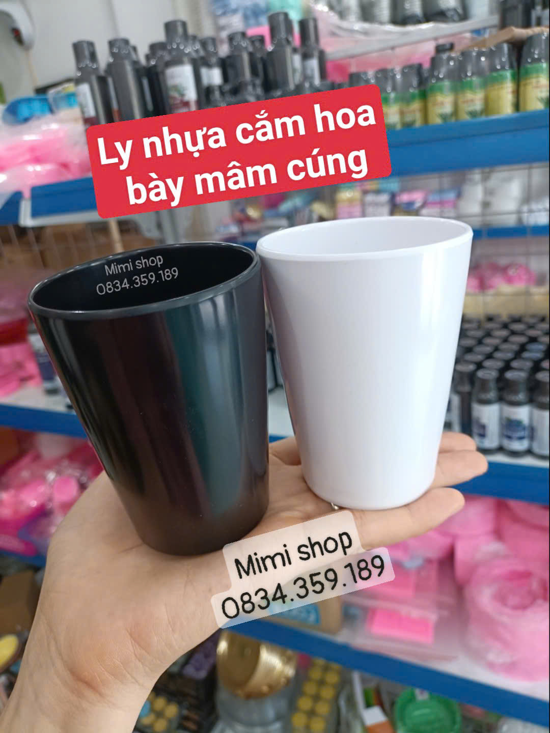 Cốc nhựa phip cắm hoa bày mâm cúng, cốc nhựa đựng nước cao 9cm