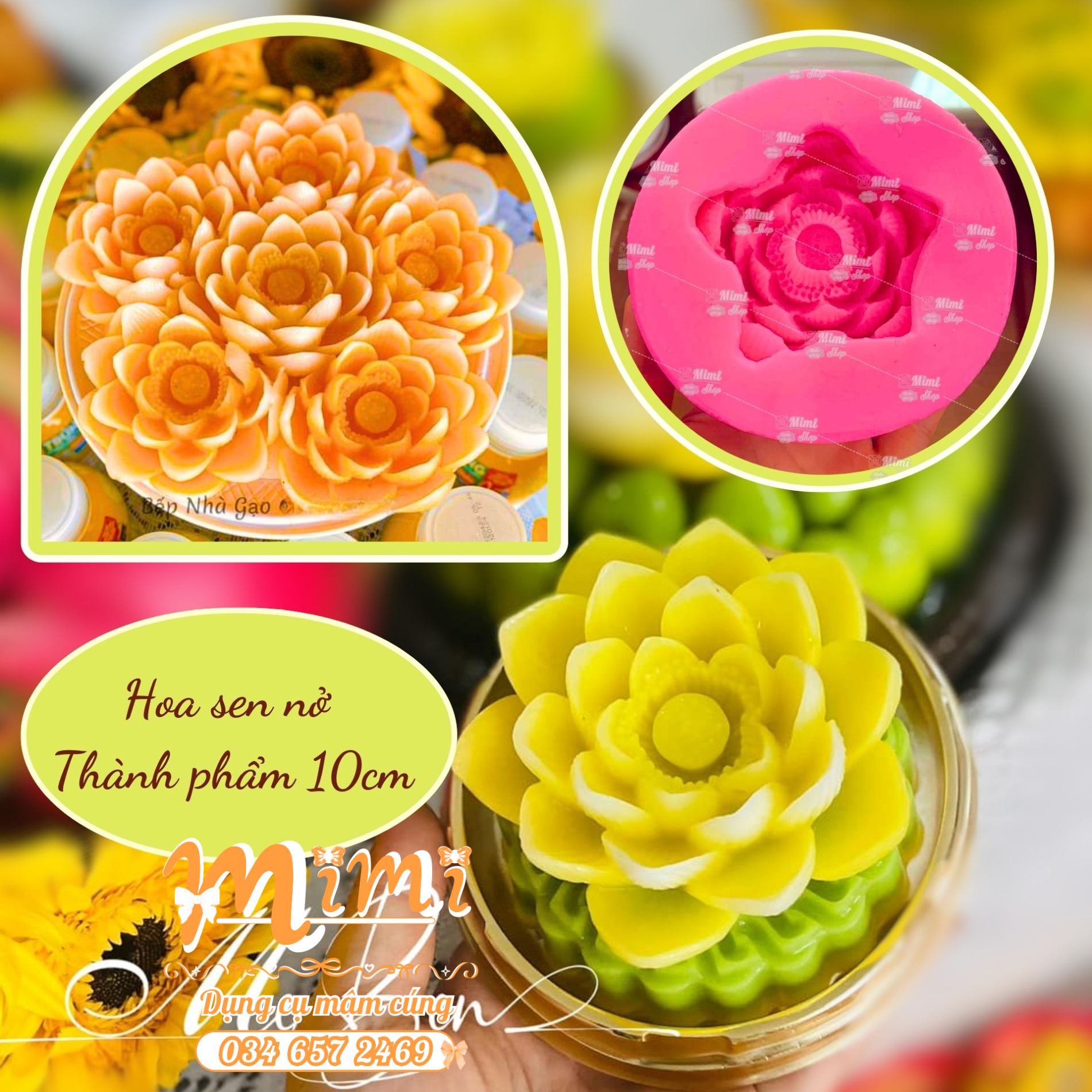 Khuôn silicon hoa sen nở đại 10cm đổ thạch