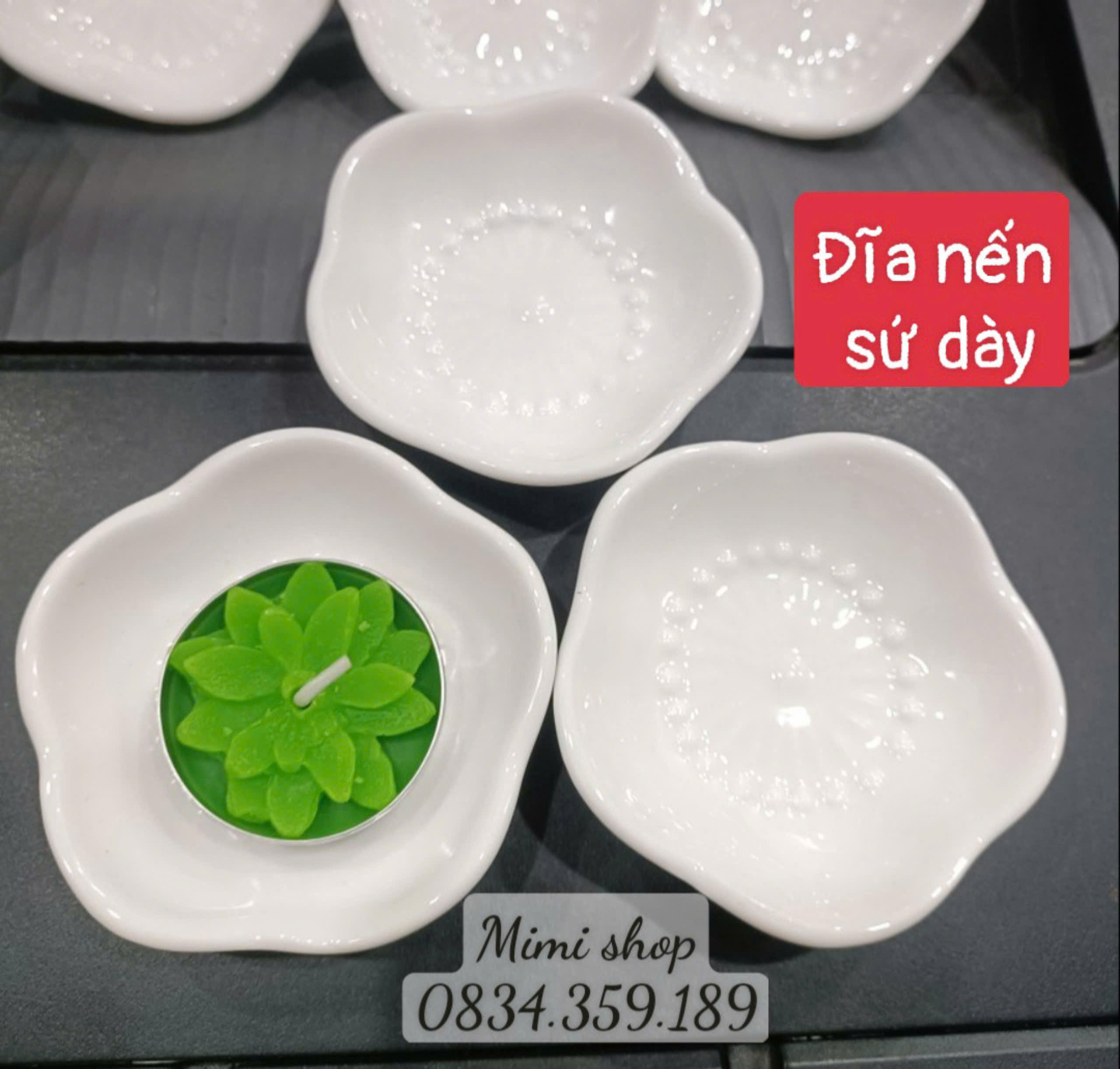 Đĩa đựng nến hoa anh đào bày mâm cúng, trang trí bàn ăn