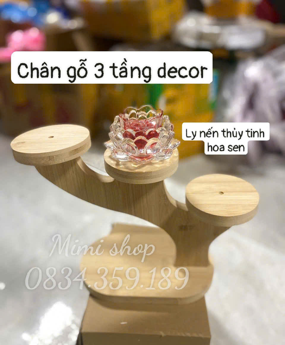 Chân gỗ 3 tầng kê xôi chè bánh, chân kê gỗ nhiều tầng decor