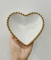 Bát tim ngọc viền vàng đựng chè trôi bày mâm cúng, chén tim sứ viền vàng decor bàn ăn