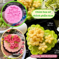 Khuôn silicon chùm hoa sứ 6cm đổ thạch, nhấn xôi