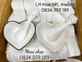 Thìa sứ, muỗng sứ trắng decor mâm cúng, bàn tiệc