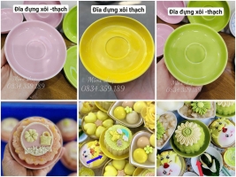 Đĩa tròn sứ đủ màu 11cm đựng xôi, bánh, thạch, trầu cau bày mâm cúng, bàn tiệc