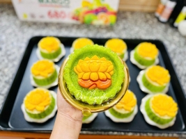 Khuôn ấn xôi tròn 13cm viền khía- Hoa sen