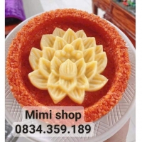  Khuôn ấn xôi tròn hoa sen 14cm, khuôn xôi hoa sen đẹp
