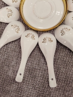 Thìa sứ, muỗng sứ hoa sen decor mâm cúng, bàn tiệc, thìa khắc hoa sen, thìa hoa sen vàng