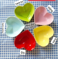 Bát tim sứ màu đựng chè trôi bày mâm cúng, chén tim sứ decor bàn ăn, bát màu hồng, vàng, xanh, đỏ