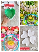 Đĩa tim nhựa đựng xôi thạch bày mâm cúng, đĩa tim nhựa decor bàn ăn