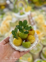 Đĩa lượn viền vàng 11cm đựng xôi, bánh, thạch decor mâm cúng, bàn ăn