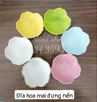 Đĩa hoa mai đựng nến bày mâm cúng, đĩa sứ hoa mai đựng soup bày bàn tiệc