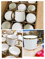 Cốc đựng nước viền vàng, ly nước viền vàng bày mâm cúng, bày bàn trà tiệc