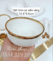 Bát tròn sứ viền vàng đậm đựng chè trôi- chén tròn sứ trắng decor mâm cúng